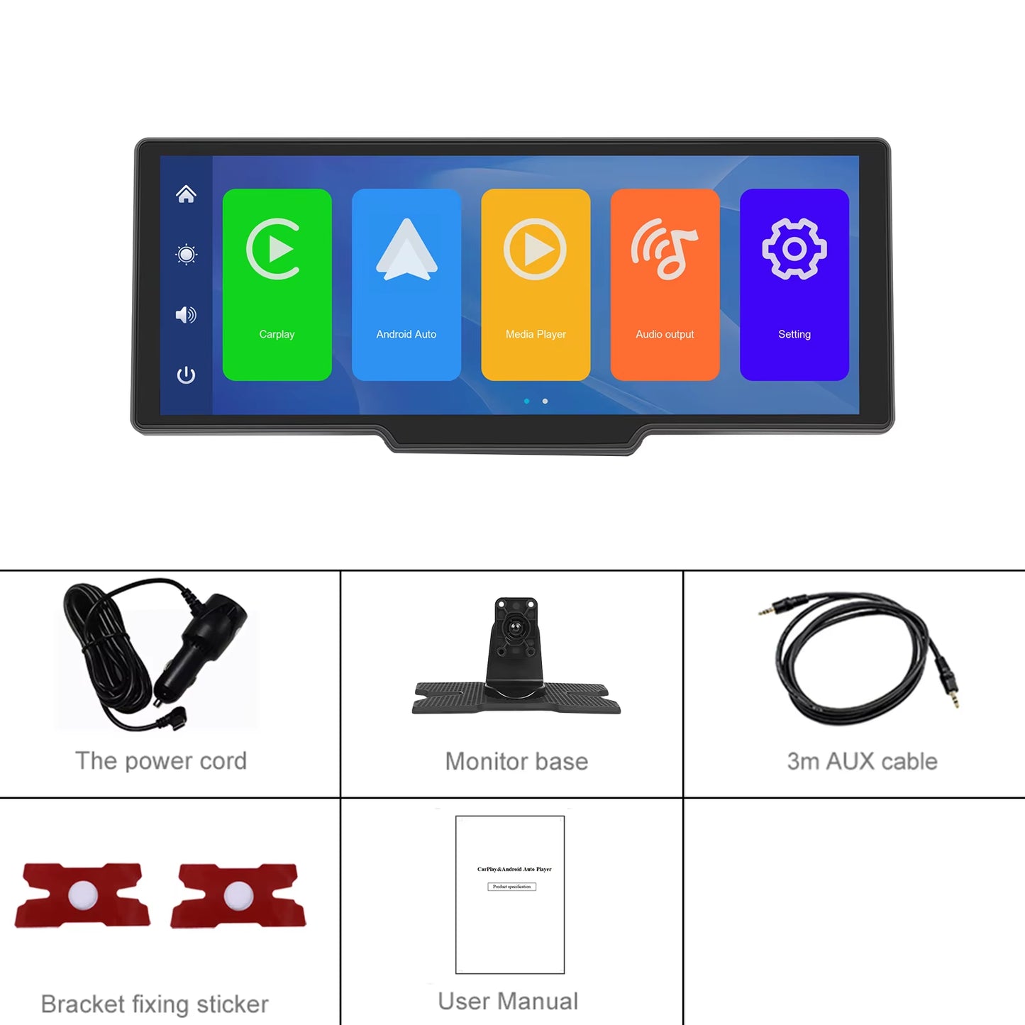 10.26" Dash Cam Rearview Camera Carplay & Android Auto Smart Player with Voice Control Car DVR BT FM Mirror Monitor