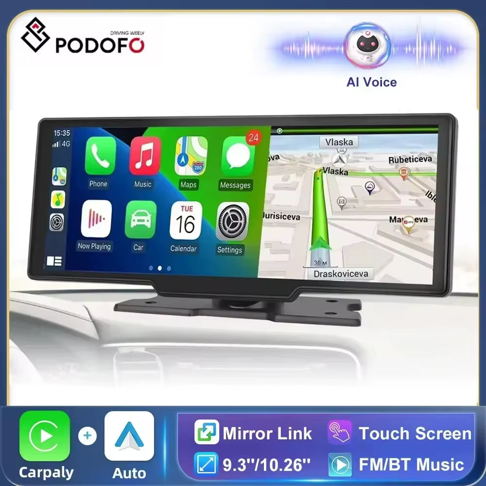 10.26" Dash Cam Rearview Camera Carplay & Android Auto Smart Player with Voice Control Car DVR BT FM Mirror Monitor
